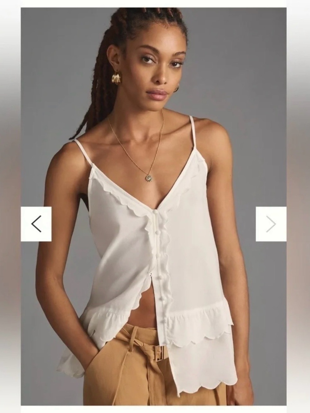 Anthropology, White Scallop-Trim Camisole Top, NWT!
